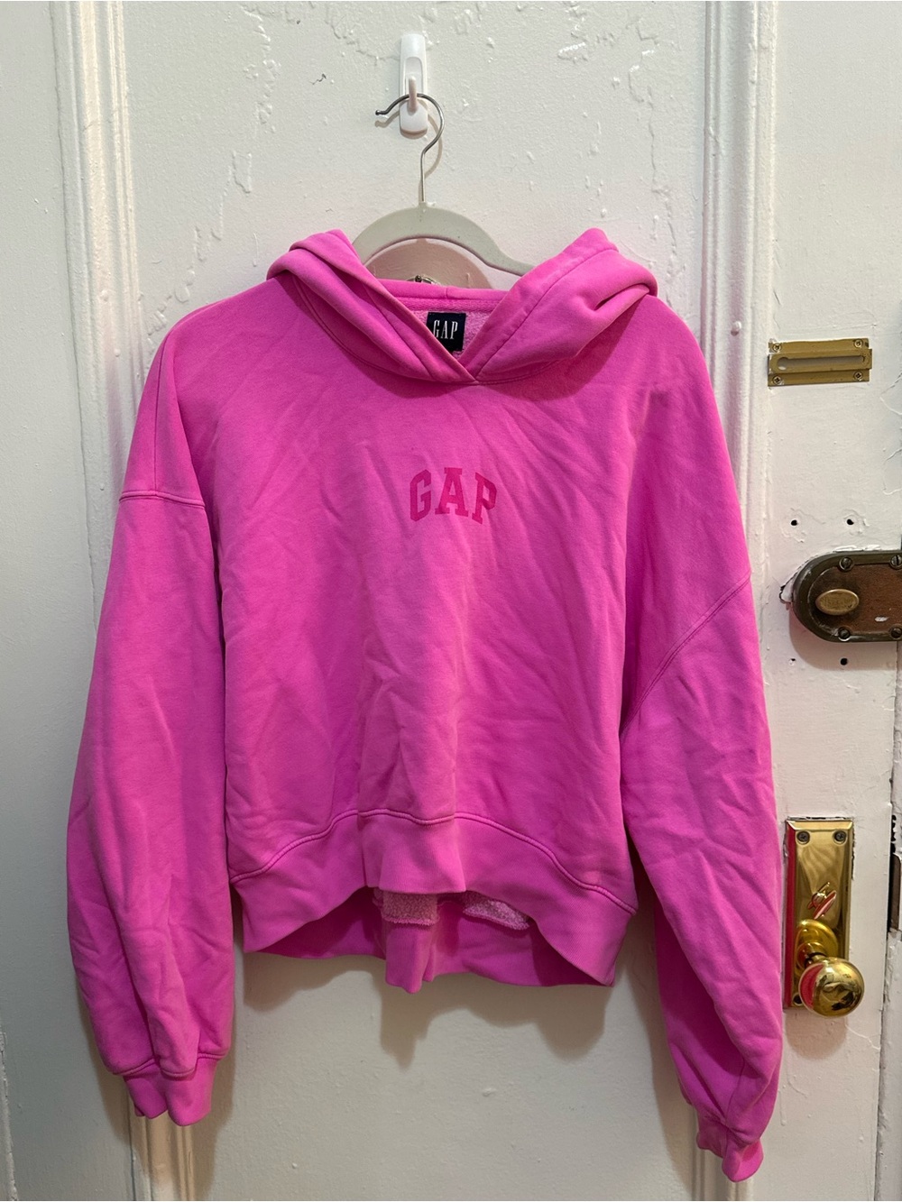 GAP Hot Pink Cropped V-Neck Hoodie
